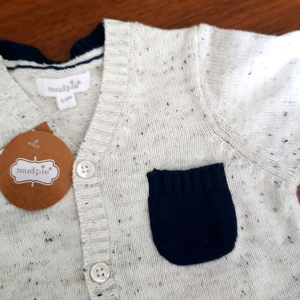 NEW! Mud Pie Baby Button Cardigan 6-9M - Picture 3 of 4